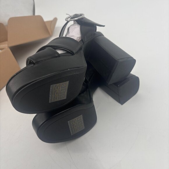 Journee Collection Women's Faux Leather Akeely Strappy Heels Black Size 6 NWB - Picture 3 of 8